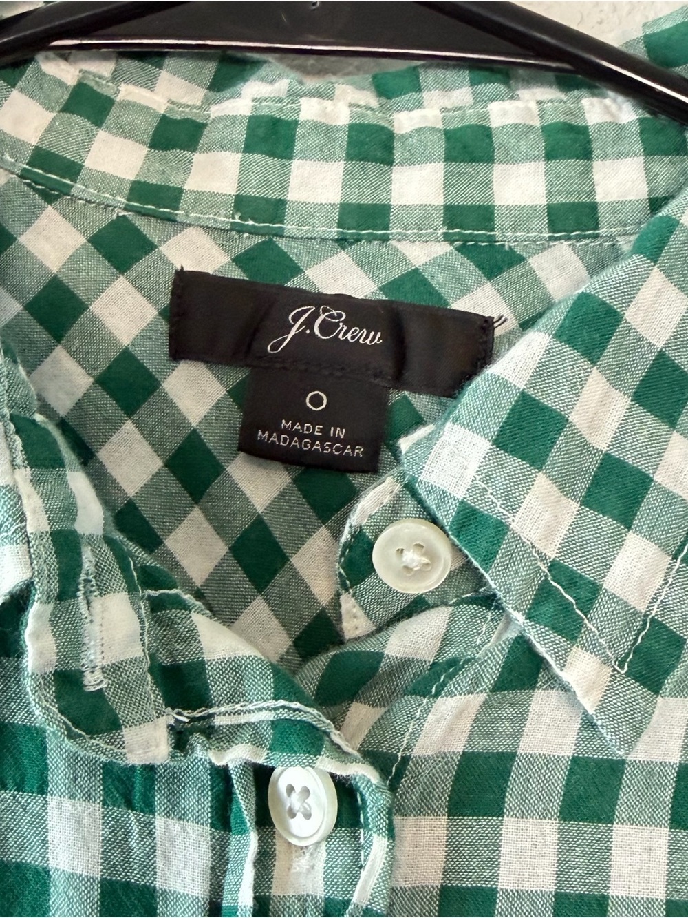 J. Crew Green and White Gingham Button-Down Shirt - Picture 3 of 6